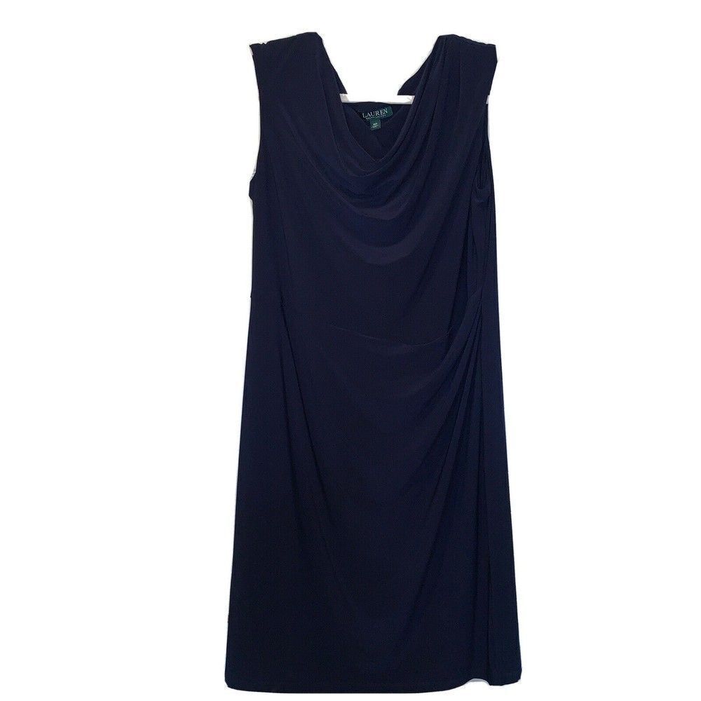 Lauren Ralph Lauren Navy Sleeveless Cowl Neck Dress